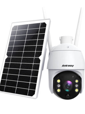 Ankway Solar Security Camera Outdoor with 18000mAh Rechargeable Battery, Wireless Security Camera System, 2.4G WiFi Cam 1080P FHD Color Night Vision, IP65, 2-Way Audio, Pan Tilt, PIR Motion Detection