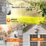 Ankway Solar Security Camera Outdoor with 14400mAh Rechargeable Battery, 360°Coverage, 2.4G WiFi Cam 1080P FHD Color Night Vision, 2-Way Audio, PIR Motion Detection, Wireless Security Camera System