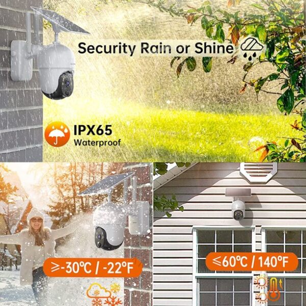 Ankway Solar Security Camera Outdoor with 14400mAh Rechargeable Battery, 360°Coverage, 2.4G WiFi Cam 1080P FHD Color Night Vision, 2-Way Audio, PIR Motion Detection, Wireless Security Camera System