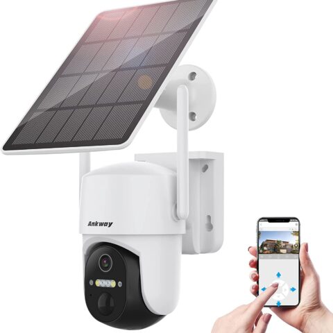 Ankway 2K Solar Security Camera Wireless Outdoor with 18650mAh