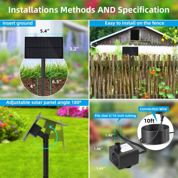 Ankway 4 Water Styles Solar Fountain Pump for Outdoor